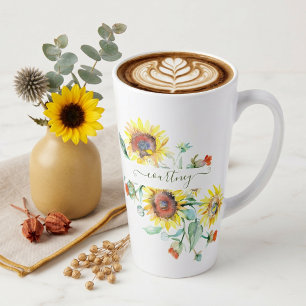 Watercolor sunflowers personalised latte mug