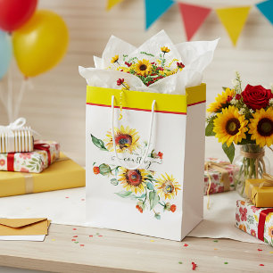 Watercolor sunflowers personalised    medium gift bag