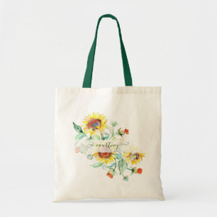 Watercolor sunflowers personalised    tote bag