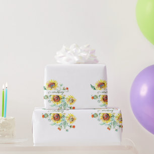 Watercolor sunflowers personalised wrapping pape paper