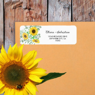 Watercolor Sunflowers Return Address Label