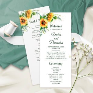 Watercolor Sunflowers Rustic Wedding Program