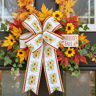 Watercolor sunflowers satin ribbon
