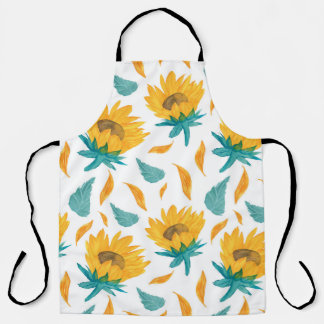 Watercolor Sunflowers: Summer Botanical Print Apron