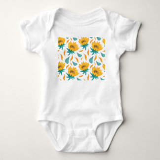Watercolor Sunflowers: Summer Botanical Print Baby Bodysuit