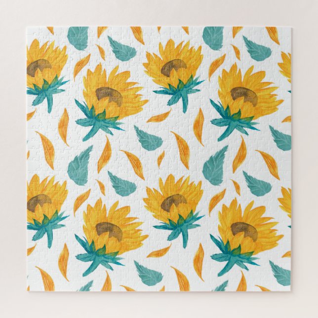 Watercolor Sunflowers: Summer Botanical Print Jigsaw Puzzle (Vertical)