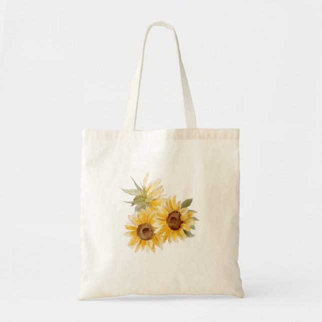 Watercolor Sunflowers Tote Bag (Front)