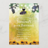 Watercolor Sunflowers Vineyard Wine 30th Birthday