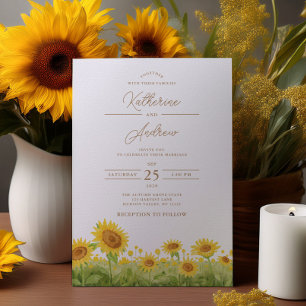 Watercolor Sunflowers Wedding Invitation