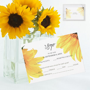 Watercolor Sunflowers Wedding RSVP Card