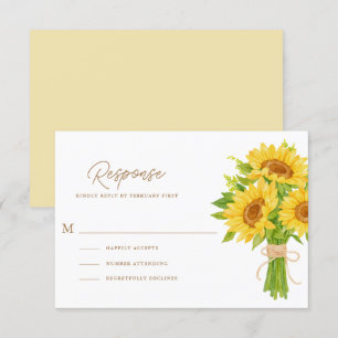 Watercolor Sunflowers Wedding RSVP Cards