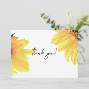 Watercolor Sunflowers Wedding Thank You Card