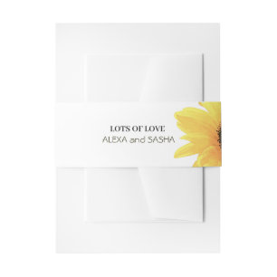 Watercolor Sunflowers Wedding Thank You Card Invitation Belly Band