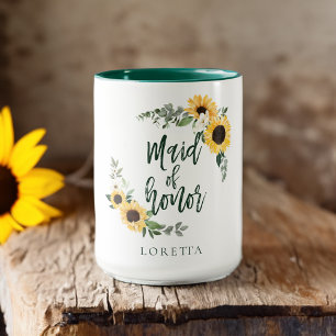 Watercolor Sunflowers Wildflower Maid Of Honour Mug