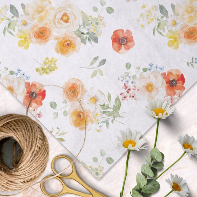 Watercolor Sunny Flowers Floral Pattern Tissue Paper (Creator Uploaded)