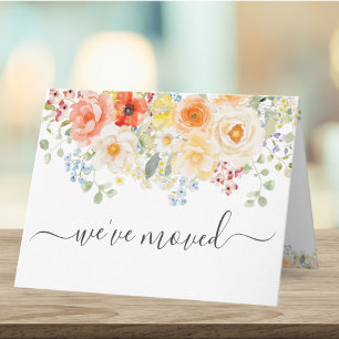 Watercolor Sunny Flowers Moving Announcement Card