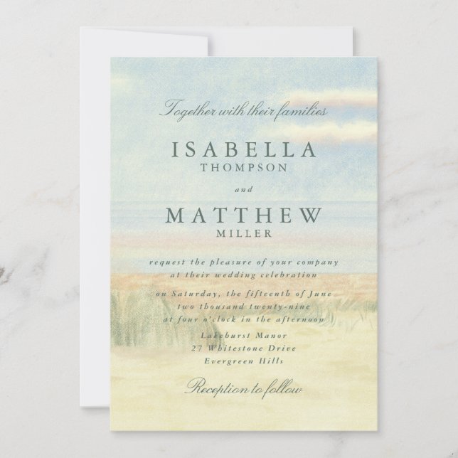 Watercolor Sunny Meadow Wedding Invitation (Front)