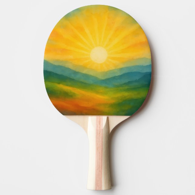 Watercolor Sunrise Landscape Painting Ping Pong Paddle (Front)