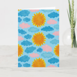 Watercolor Sunrise Sunset Blank Greeting Card