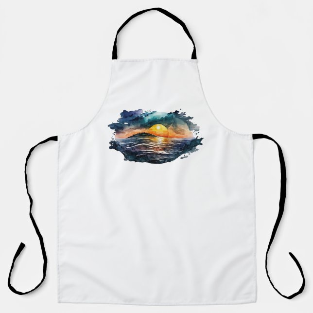 Watercolor Sunset Apron (Front)
