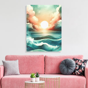 Watercolor Sunset Canvas Print
