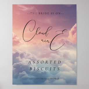 Watercolor Sunset Cloud 9 Bridal Shower Food Sign