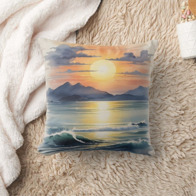 Watercolor Sunset Cushion (Blanket)