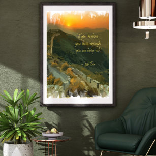 watercolor sunset landscape with zen quote poster