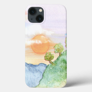 Watercolor Sunset over Mountains & Trees  iPhone 13 Case