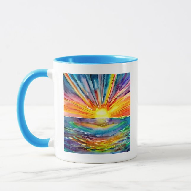 Watercolor Sunset over the Water Mug (Left)
