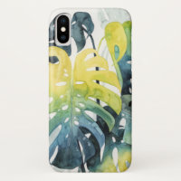 Watercolor Sunset Palm Tree Leaves