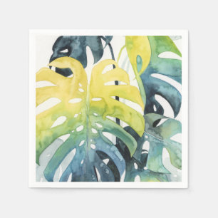 Watercolor Sunset Palm Tree Leaves Napkin