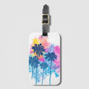 Watercolor Sunset Palm Trees Abstract Personalised Luggage Tag