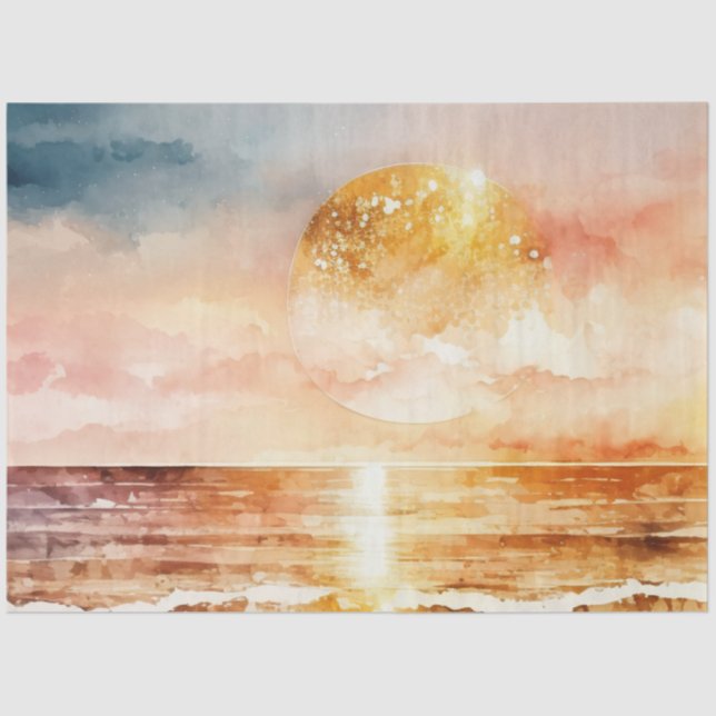 Watercolor Sunset Series Design 1 Tissue Paper (Front)