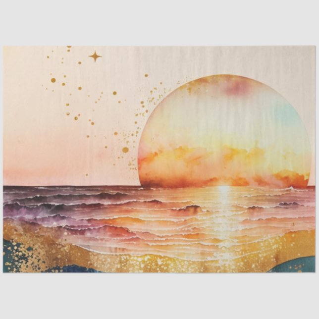 Watercolor Sunset Series Design 5 Tissue Paper (Front)