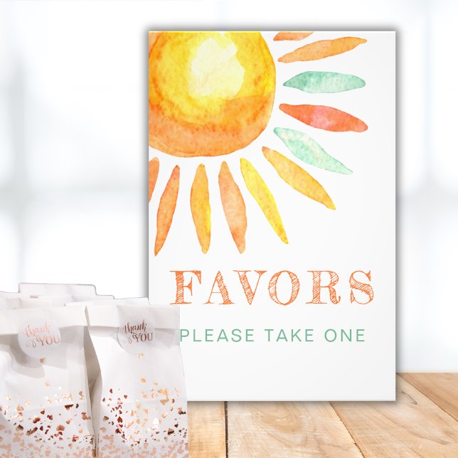 Watercolor Sunshine Cute Sun Favours Sign (Creator Uploaded)