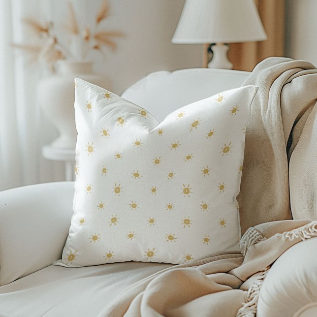 Watercolor Sunshine in Yellow Reversible Cushion (Watercolor Sunshine in Yellow Reversible Throw Pillow)