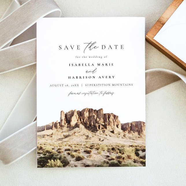 Watercolor Superstition Mountains Save the Date Invitation (Creator Uploaded)