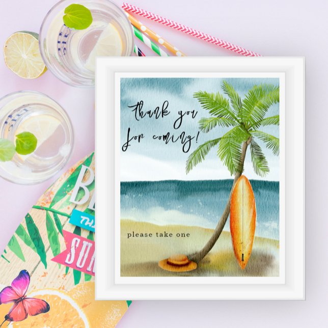 Watercolor surf beach - Thank you for coming Poster (Creator Uploaded)