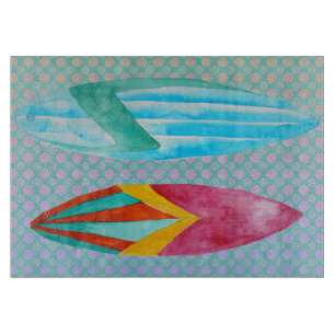 Watercolor Surfboards Cutting Board