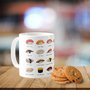 Watercolor Sushi Chart  Coffee Mug