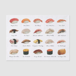 Watercolor Sushi Chart Tissue Paper