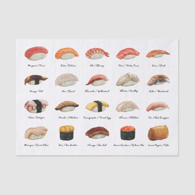 Watercolor Sushi Chart   Tissue Paper (Front)
