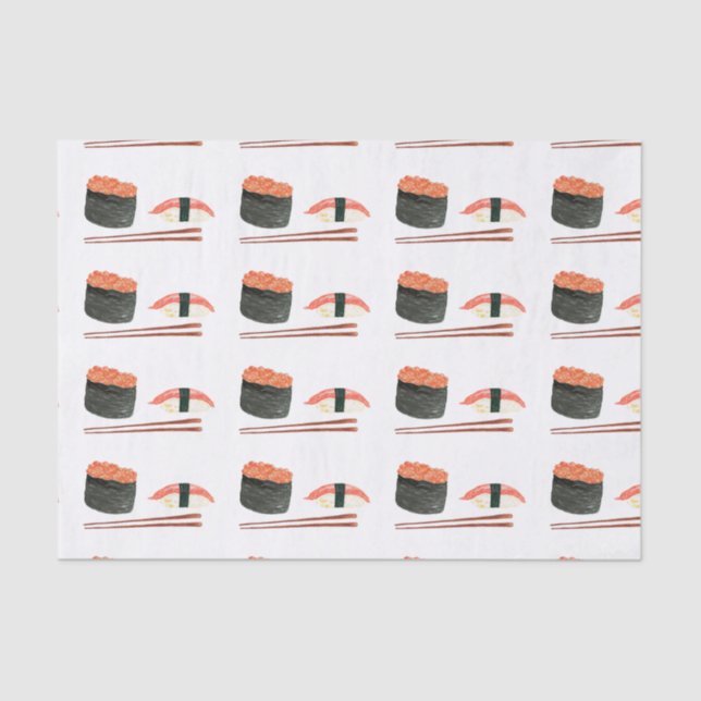 Watercolor Sushi Rolls With Chopsticks Tissue Pape Paper (Front)