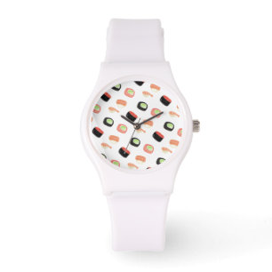 Watercolor Sushi Salmon Cucumber Rolls Watch