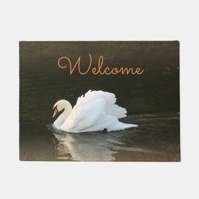 Watercolor Swan Doormat (Front)