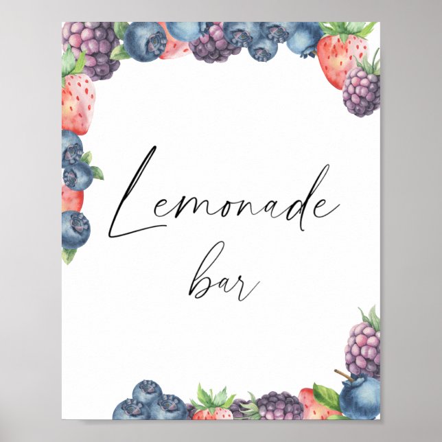 Watercolor sweet berry - lemonade bar poster (Front)