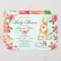 Watercolor Sweet Bunny Baby Shower Tea Party