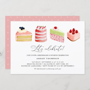 Watercolor Sweet Cakes Bridesmaids Luncheon Invitation
