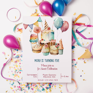 Watercolor Sweet celebration kids birthday Invitation